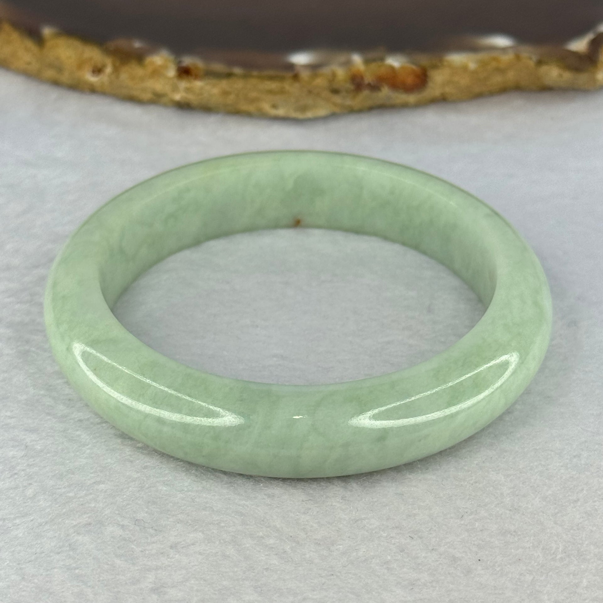 Type A Light Green Jadeite Bangle Internal Diameter 52.6mm 48.95g 12.3 by 8.3mm (Close to Perfect) - Huangs Jadeite and Jewelry Pte Ltd