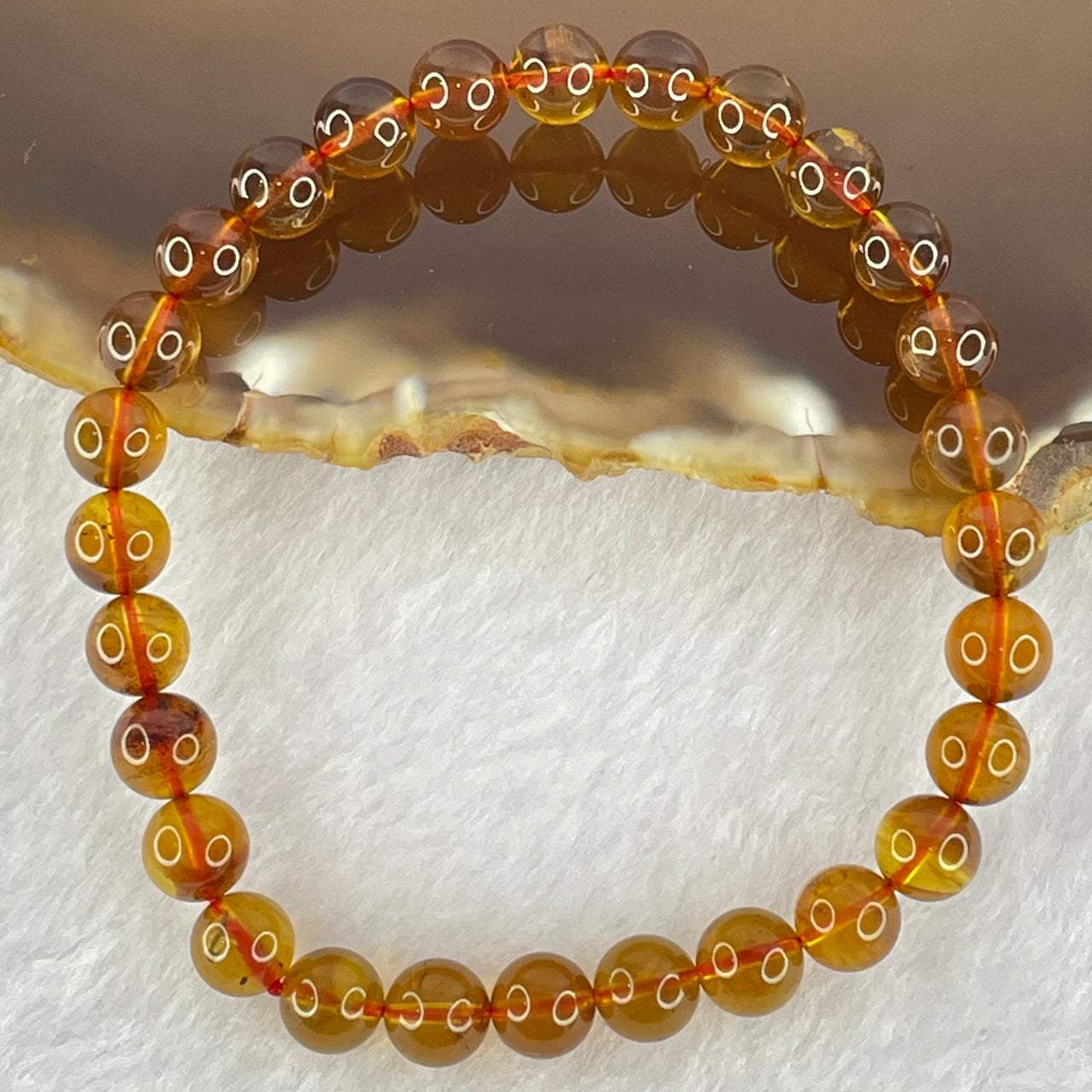 Natural Purple Amber Beads Bracelet 天然紫蜜琥珀手链 3.79g 15.5cm 6.4mm 28 Beads - Huangs Jadeite and Jewelry Pte Ltd
