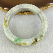 Type A Green Lavender with Brown Yellow Patches Jadeite Carved Ruyi Bangle Internal Diameter 56.3mm 76.21g 13.8 by 10.5mm (Internal Lines) - Huangs Jadeite and Jewelry Pte Ltd