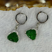 Type A Icy Green Omphasite Jadeite Milo S925 Sliver Earrings 3.64g by 8.7 by 10.6 by 2.5mm  2pcs - Huangs Jadeite and Jewelry Pte Ltd