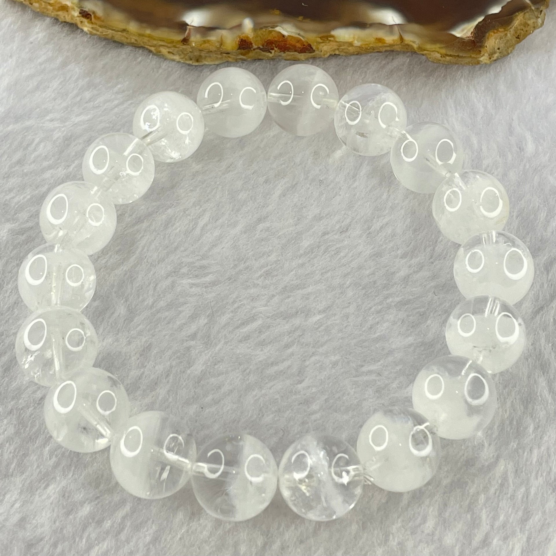 Natural White Phantom Quartz Beads Bracelet 39.95g 18cm 11.9mm 18 Beads - Huangs Jadeite and Jewelry Pte Ltd