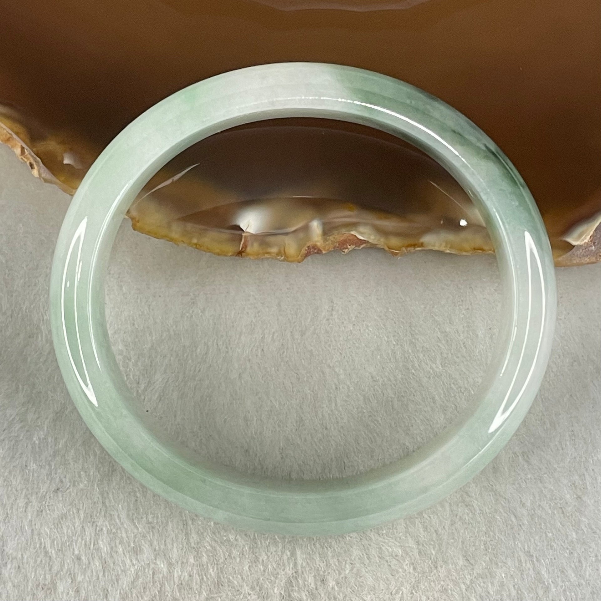 Type A Light Blueish Green with Blueish Green Oval Jadeite Bangle 40.32g Inner Diameter 53.3mm 12.8 by 6.6mm (Close to Perfect) - Huangs Jadeite and Jewelry Pte Ltd