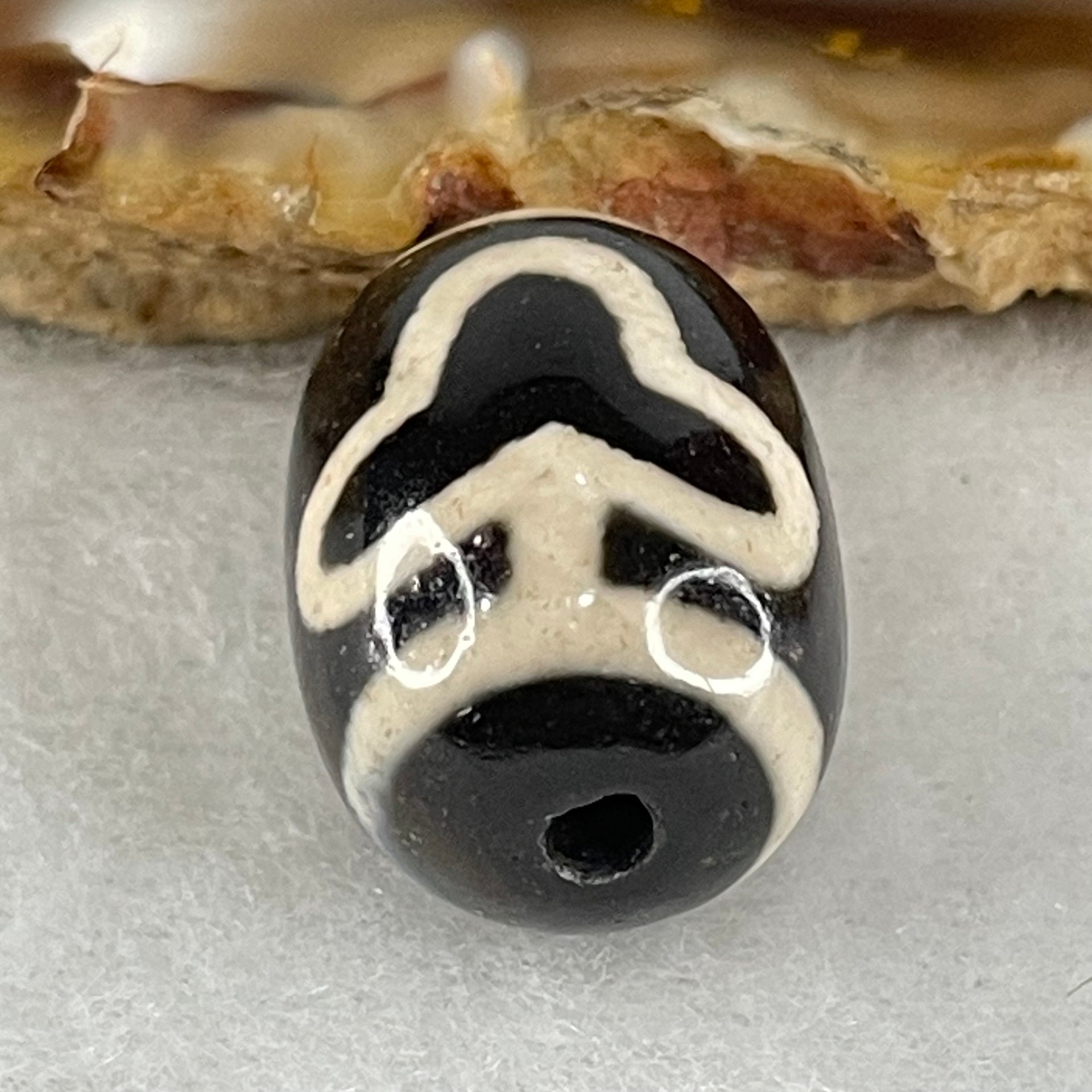 Natural Powerful Tibetan Old Oily Agate Double Bodhi Tree Dzi Bead Heavenly Master (Tian Zhu) 菩提树天珠 4.76g 17.7 by 13.4mm - Huangs Jadeite and Jewelry Pte Ltd