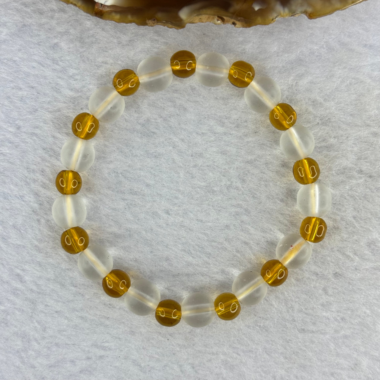 Amazon frosted crystal bracelet glass bead bracelet 亚马逊磨砂水晶手串玻璃珠手链 12.72g 8.1 by. 6.1 mm 26 Beads - Huangs Jadeite and Jewelry Pte Ltd