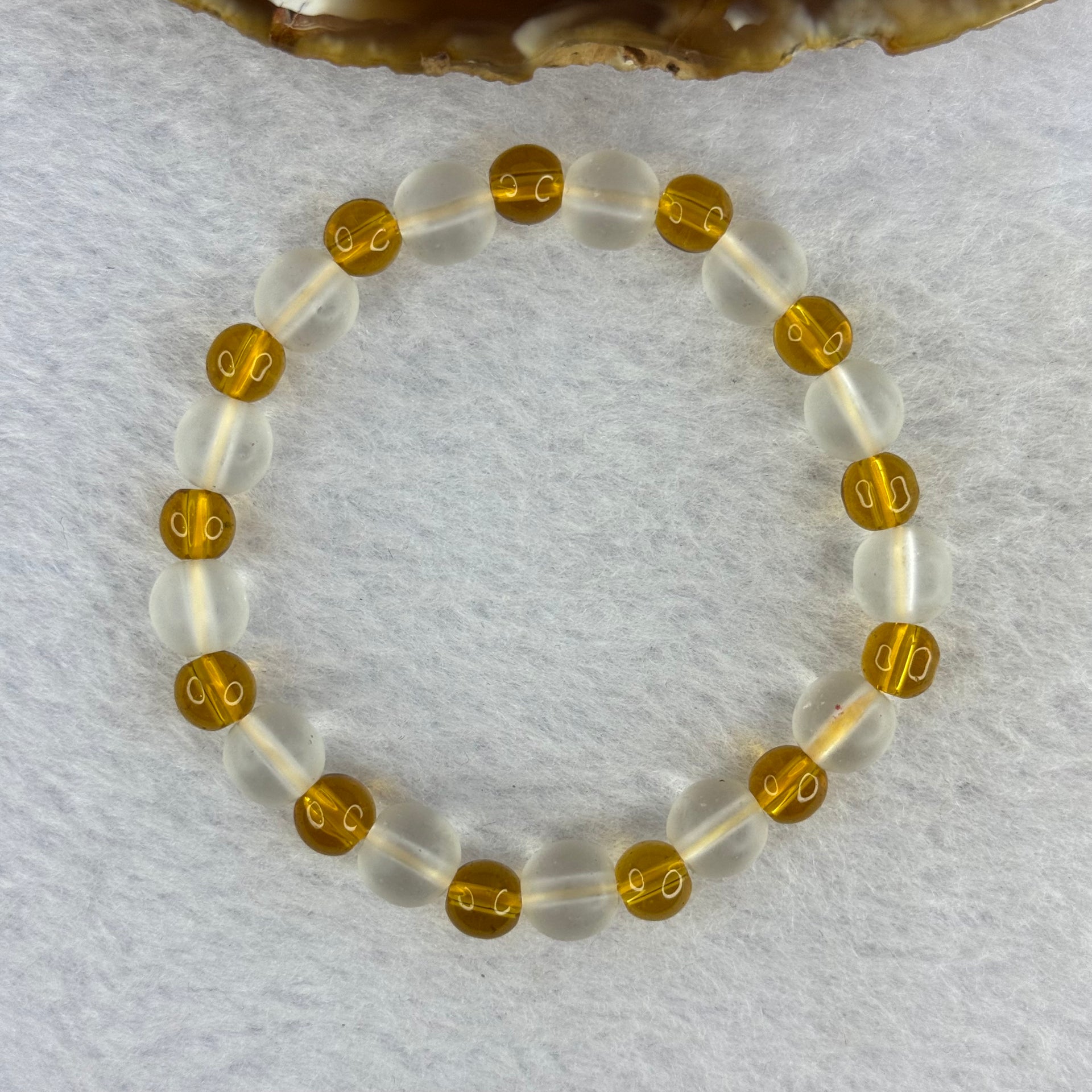 Amazon frosted crystal bracelet glass bead bracelet 亚马逊磨砂水晶手串玻璃珠手链 12.72g 8.1 by. 6.1 mm 26 Beads - Huangs Jadeite and Jewelry Pte Ltd