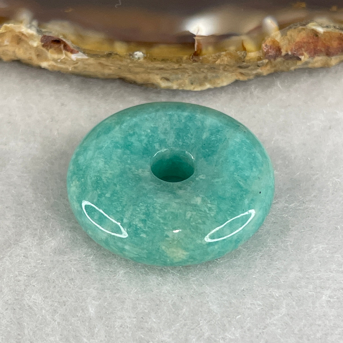 Natural Amazonite Ping An Kou Pendant | Soothing Turquoise-Green Peace Donut Talisman (6.67g | 24.5 x 7.4mm)