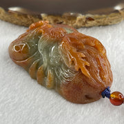 Type A Brownish Red with Green Jadeite Dragon Double Side Pendant 75.20g 58.5 by 36.2 by 22.6mm - Huangs Jadeite and Jewelry Pte Ltd