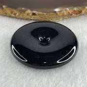 Type A Opaque Black Omphacite Jadeite Ping An Kou Donut Pendant 45.04g 48.3 by 9.2mm - Huangs Jadeite and Jewelry Pte Ltd