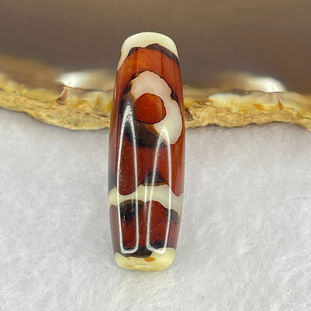 Natural Powerful Tibetan Old Oily Agate Sky Door Serenity 1 Eye Dzi Bead Heavenly Master (Tian Zhu) 一眼天诛 8.72g 37.8 by 11.9mm - Huangs Jadeite and Jewelry Pte Ltd