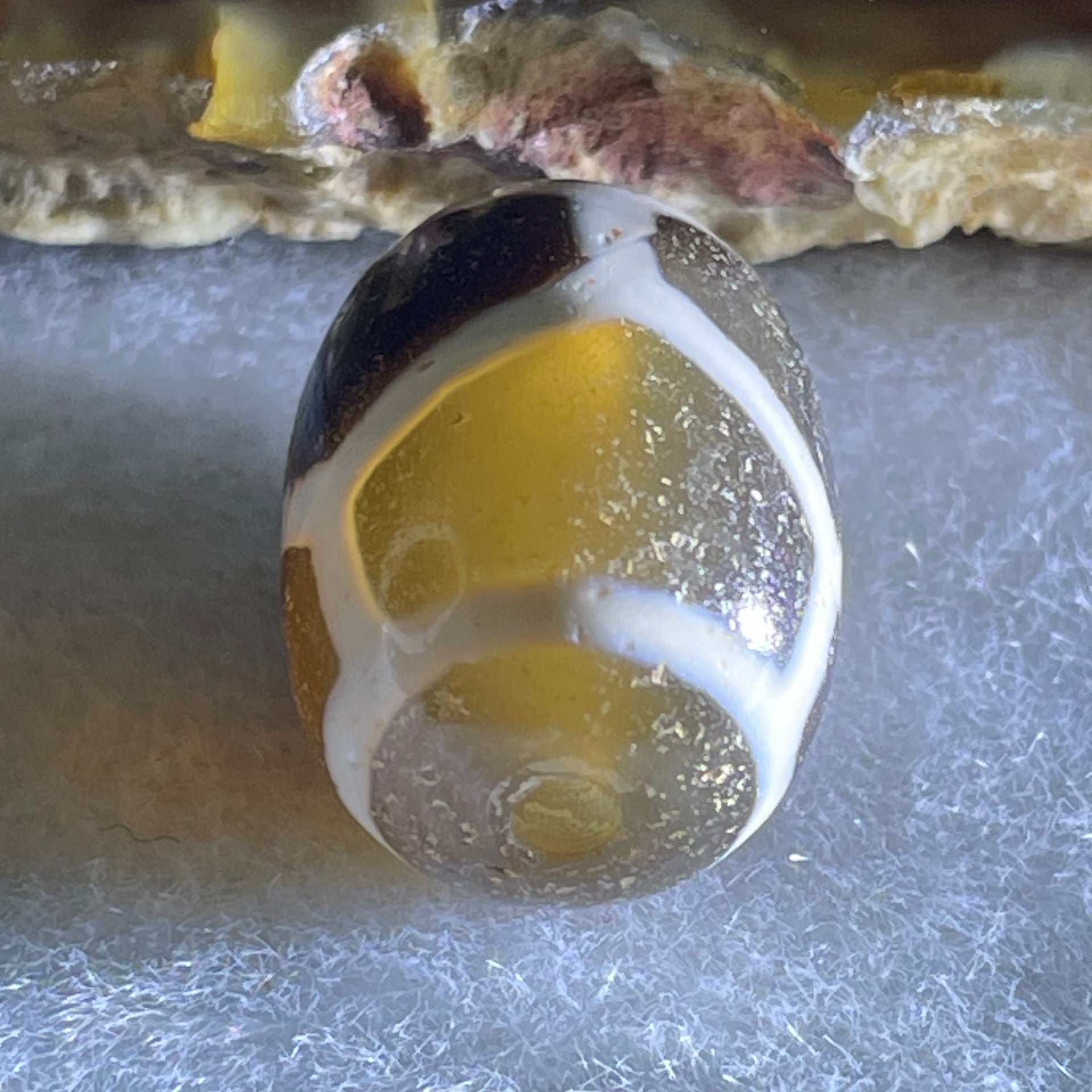 Natural Powerful Tibetan Old Oily Agate Turtle or Tortoise Shell Bead Heavenly Master (Tian Zhu) 龟壳天珠 4.41g 17.4 by 13.0mm - Huangs Jadeite and Jewelry Pte Ltd