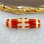 Natural Powerful Tibetan Old Oily Orange Red White Agate Patina Guiren Tairen Human Dzi Bead Totem Amulet Heavenly Master (Tian Zhu) 贵人天诛 8.39g 38.7 by 11.9mm - Huangs Jadeite and Jewelry Pte Ltd