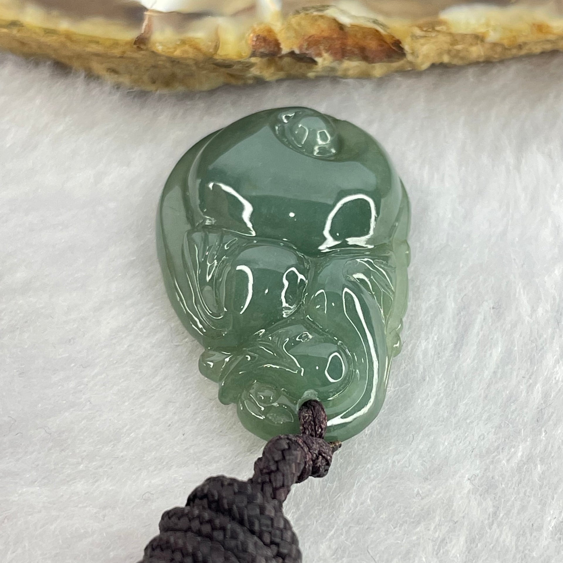 Type A Blueish Green Jadeite Pixiu Pendent 10.32g 32.6 by 20.9 by 8.4mm - Huangs Jadeite and Jewelry Pte Ltd