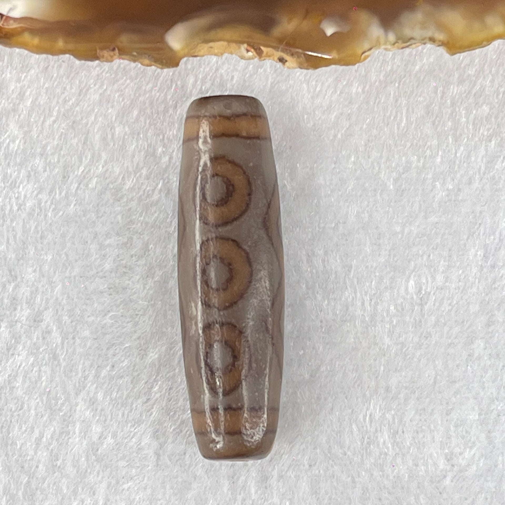 Natural Powerful Tibetan Old Oily Agate 6 Eye with 4 Eye Vajra Dzi Bead Heavenly Master (Tian Zhu) 六眼加四眼金刚杵天诛 8.09g 39.2 by 11.5mm - Huangs Jadeite and Jewelry Pte Ltd