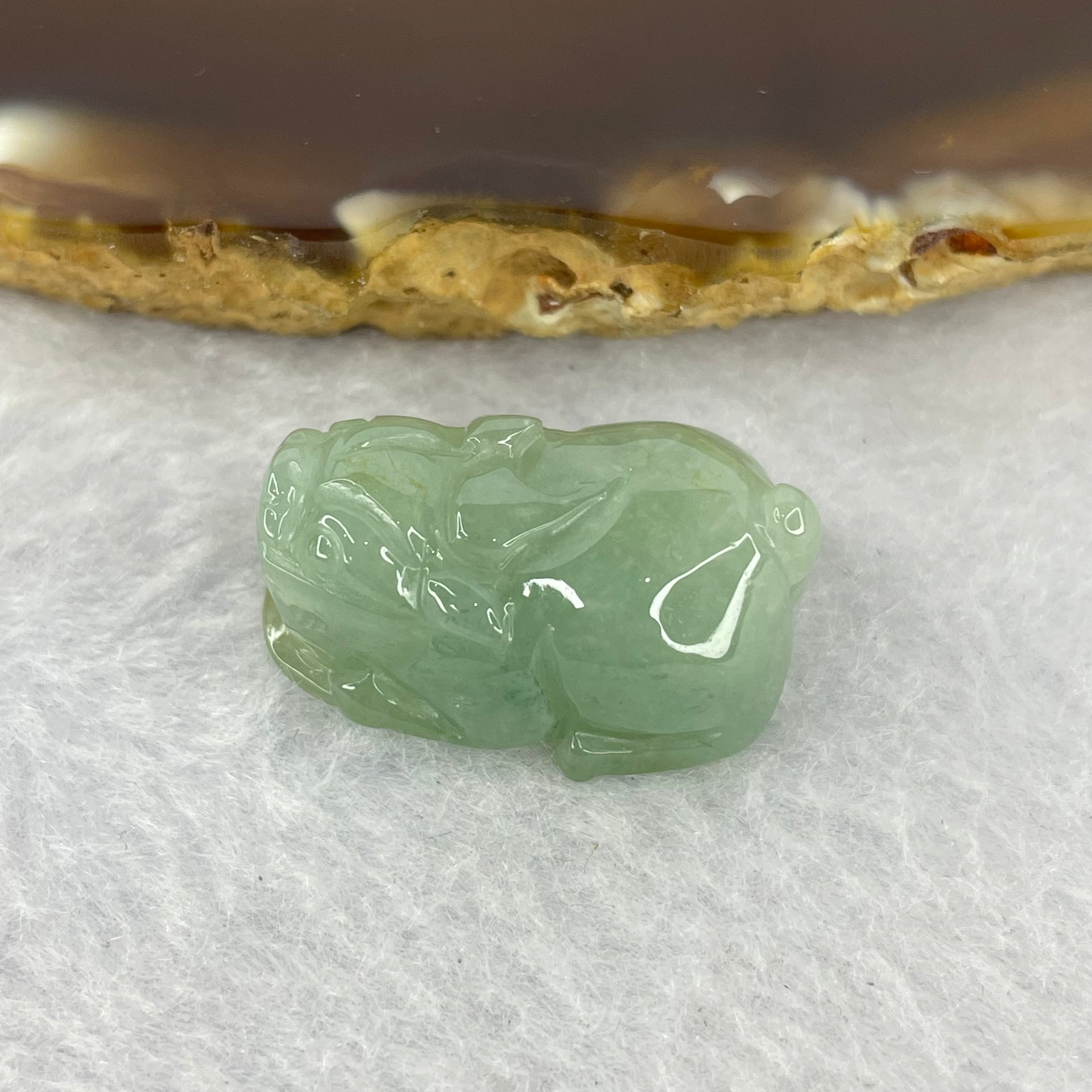 Type A Jelly Light Green Jadeite Pixiu Pendent A货浅绿色翡翠貔貅牌 7.46g 23.0 by 14.0 by 13.5 mm - Huangs Jadeite and Jewelry Pte Ltd