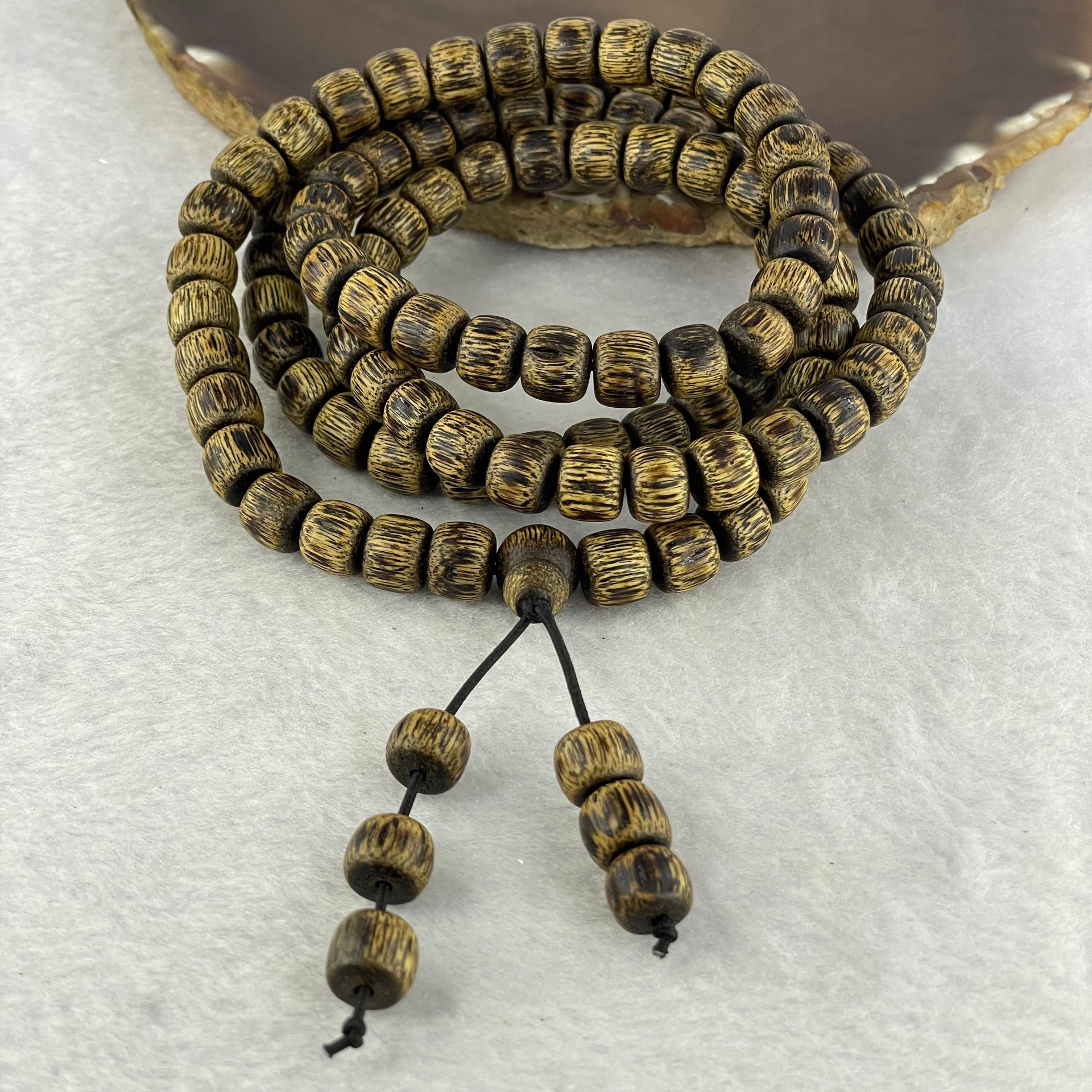 Natural Wild Vietnam Lu Qi Nan Agarwood Beads Necklace 31.70g 80cm 9.1mm 108 + 6 Beads - Huangs Jadeite and Jewelry Pte Ltd