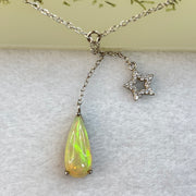 Natural Opal with Crystals in S925 Sliver Necklace 3.13g 35.5 by 27.4 by 25.9mm - Huangs Jadeite and Jewelry Pte Ltd