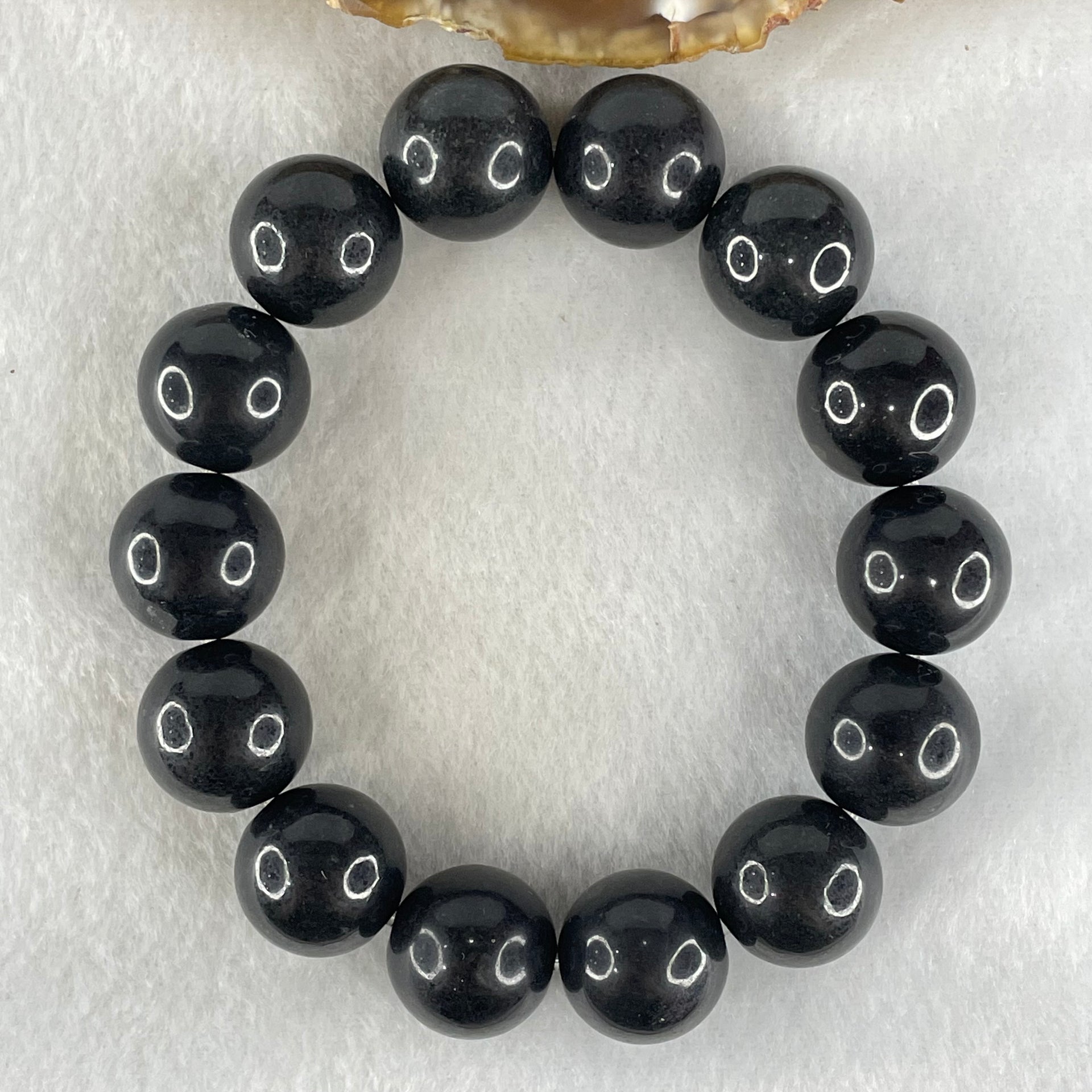 Natural Magnetite Beads Bracelet 84.61g 17cm 16.0mm 14 Beads - Huangs Jadeite and Jewelry Pte Ltd