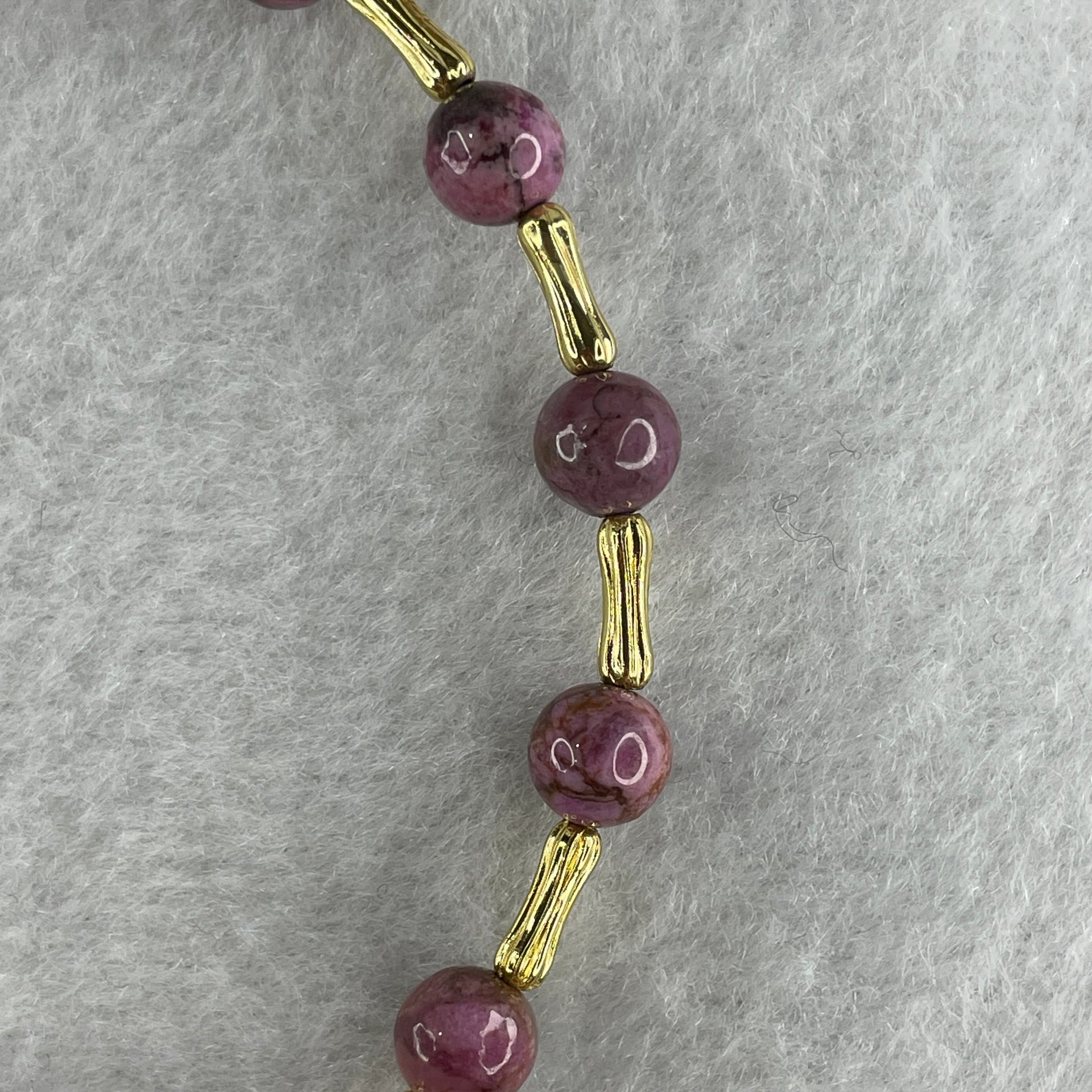 Natural Lepidolite Beads Bracelet with Charms 5.57g 15cm 6.1mm 14Beads - Huangs Jadeite and Jewelry Pte Ltd
