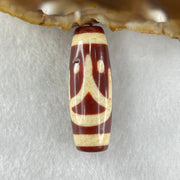 Natural Powerful Tibetan Old Oily Red White Agate One Eye Fire Sign Dzi Bead Heavenly Master (Tian Zhu) 一眼火天珠 10.41g 38.0 by 13.3mm - Huangs Jadeite and Jewelry Pte Ltd