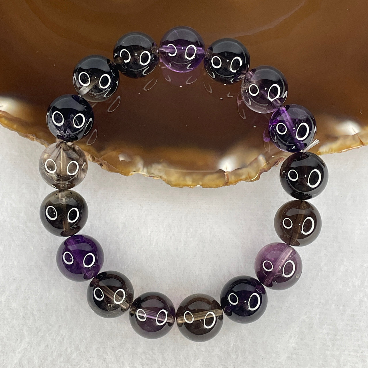 Certified Above Average Natural Fully Transparent Black Super 7 Crystal Bead Bracelet | 11.0mm Black Melody Stone (37.93g | 16cm Wrist Sizing | 17 Beads)