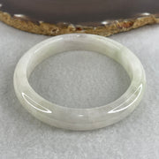 Certified Natural Type A Near White & Faint Green Jadeite Oval Bangle | 65.1mm Inner Diameter (48.42g 10.8x7.7mm | Internal Line, Slight External Rough | Pure Peace & Heart Harmony) - Huangs Jadeite and Jewelry Pte Ltd