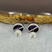 Good Grade Natural Super 7 S925 Silver Earrings 2.63g 8.7 by 5.5mm - Huangs Jadeite and Jewelry Pte Ltd