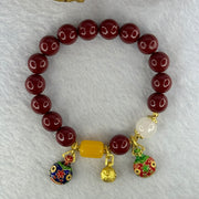 Natural Cinnabar Beads with Charms Bracelet 红朱砂手链 36.26g 16cm 10.2mm 15 Beads 11.7 by 8.3mm 1 LuluTong - Huangs Jadeite and Jewelry Pte Ltd