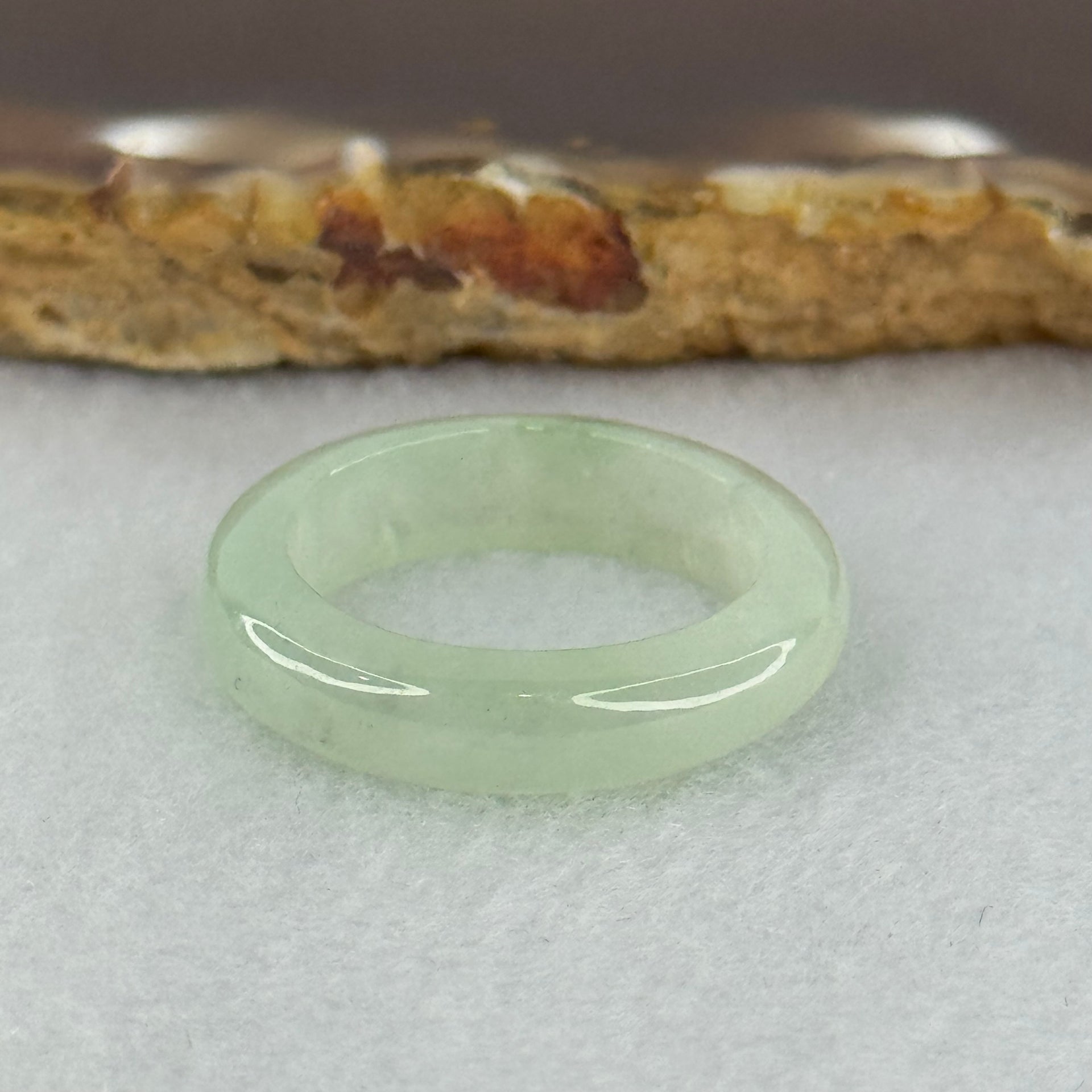 Type A Icy Light Green Jadeite Ring 3.35g 5.4 by 3.5mm US7.8 HK17.5 (Close to Perfect) - Huangs Jadeite and Jewelry Pte Ltd