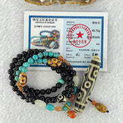 Muti Treasure with Powerful Tibetan Old Oily Agate Mix Dzi Beads Necklace (3 Eye and 9 Eye) 49.72g 60cm 56.2 by 12.8 Bead 12.3 by 8.3mm 2 Beads 8.3mm 2 Beads - Huangs Jadeite and Jewelry Pte Ltd