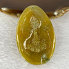 Grand Master Very Translucent Type A Yellow Jadeite Huang Cai Shen 黄财神 Yellow Jambhala 36.99g 62.6 by 40.8 by 10.8mm with Wooden Stand - Huangs Jadeite and Jewelry Pte Ltd