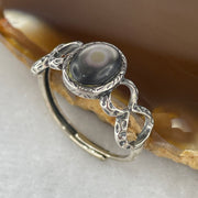 Natural Greyish Black Obsidian Ring in S925 Sliver 1.94g 7.1 by 5.0 by 2.5mm (Adjustable Size) - Huangs Jadeite and Jewelry Pte Ltd