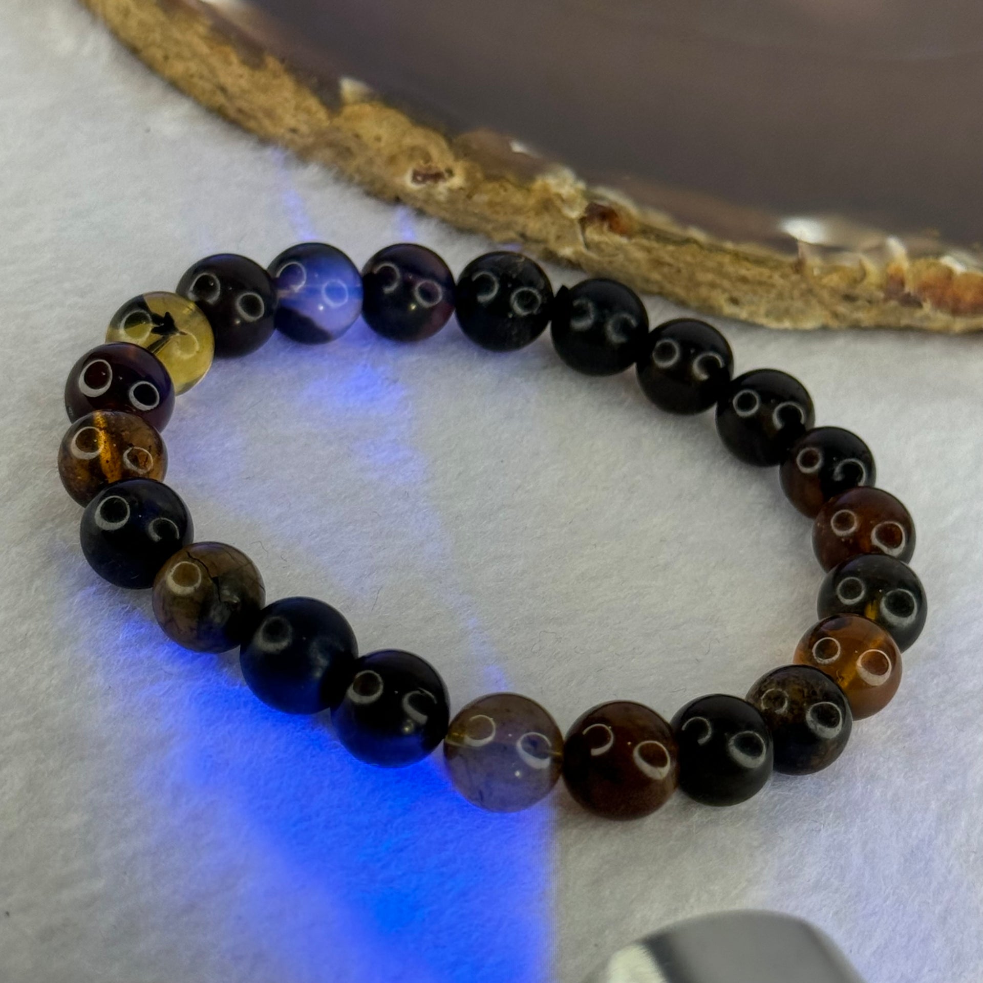 Natural Mixed Amber Beads Bracelet 7.82g 15.5cm 8.7mm 22 Beads - Huangs Jadeite and Jewelry Pte Ltd