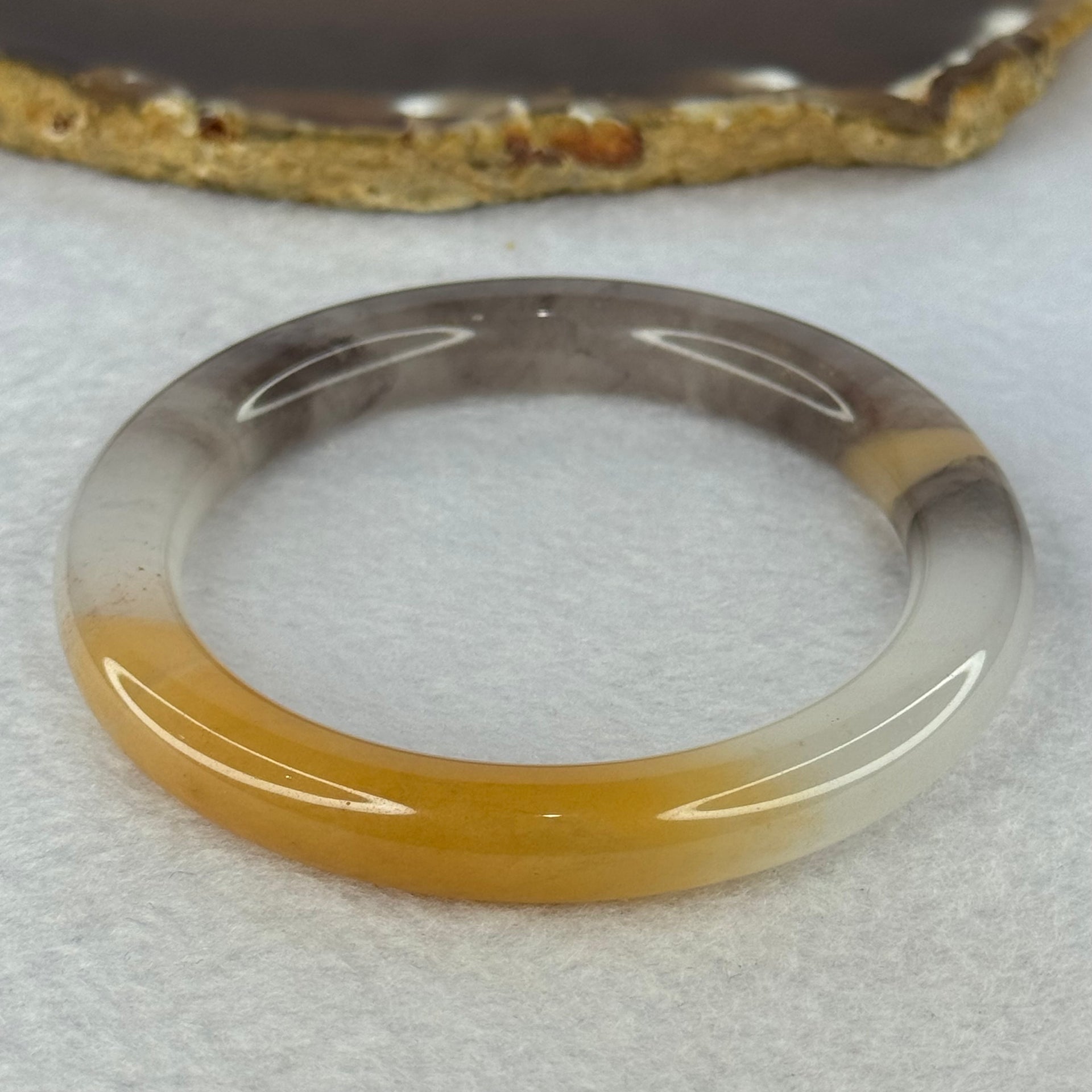 Transparent Purple White Yellow Quartzite Jade Bangle 天山玉手镯 56.3mm 39.75g 9.6 by 9.6mm - Huangs Jadeite and Jewelry Pte Ltd