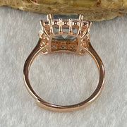 Natural Aquamarine with Crystals in S925 Sliver Rose Gold Color Ring (Adjustable Size) 2.90g 8.7 by 8.2 by 3.0mm - Huangs Jadeite and Jewelry Pte Ltd