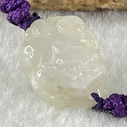 Type A Jelly Faint Lavender with Yellowish Jadeite Male Pixiu String Bracelet 6.65g 17.4 by 14.6 by 10.2mm - Huangs Jadeite and Jewelry Pte Ltd