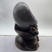 Natural Deep Purple Amethyst Egg with Wooden Stand Display Total 4,721.8g 155.0 by 165.0 by 265.0mm - Huangs Jadeite and Jewelry Pte Ltd