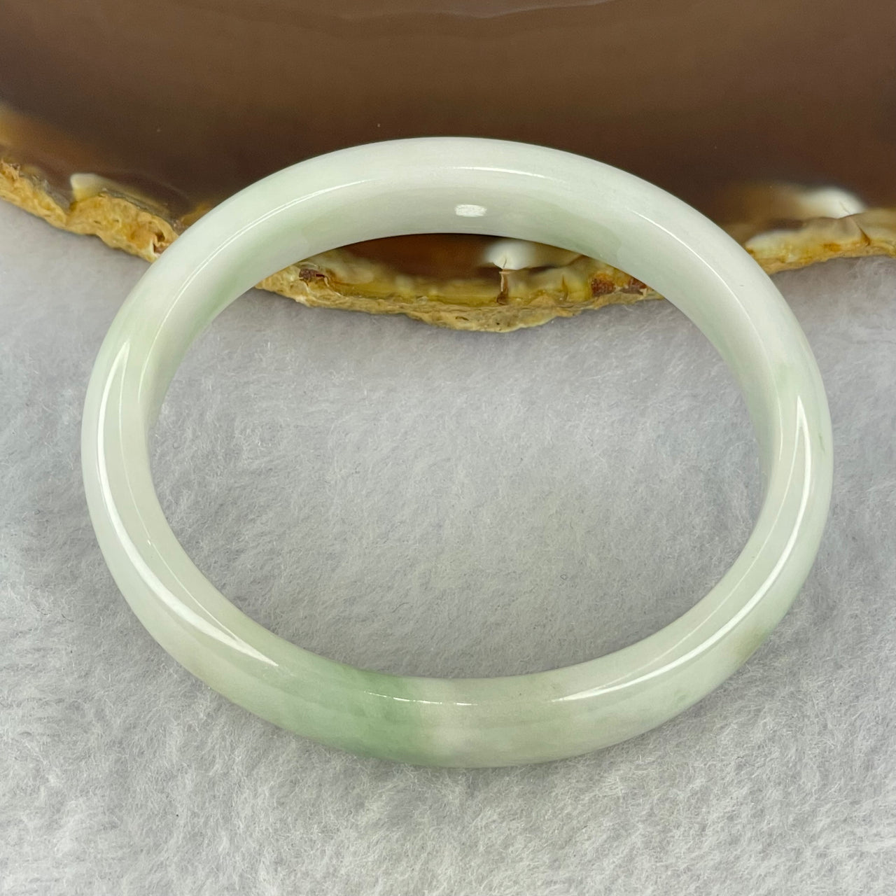Type A Faint Lavender Green Jadeite Bangle Internal Diameter 55.6mm 36.96g 12.4 by 6.4mm (Internal Lines) - Huangs Jadeite and Jewelry Pte Ltd