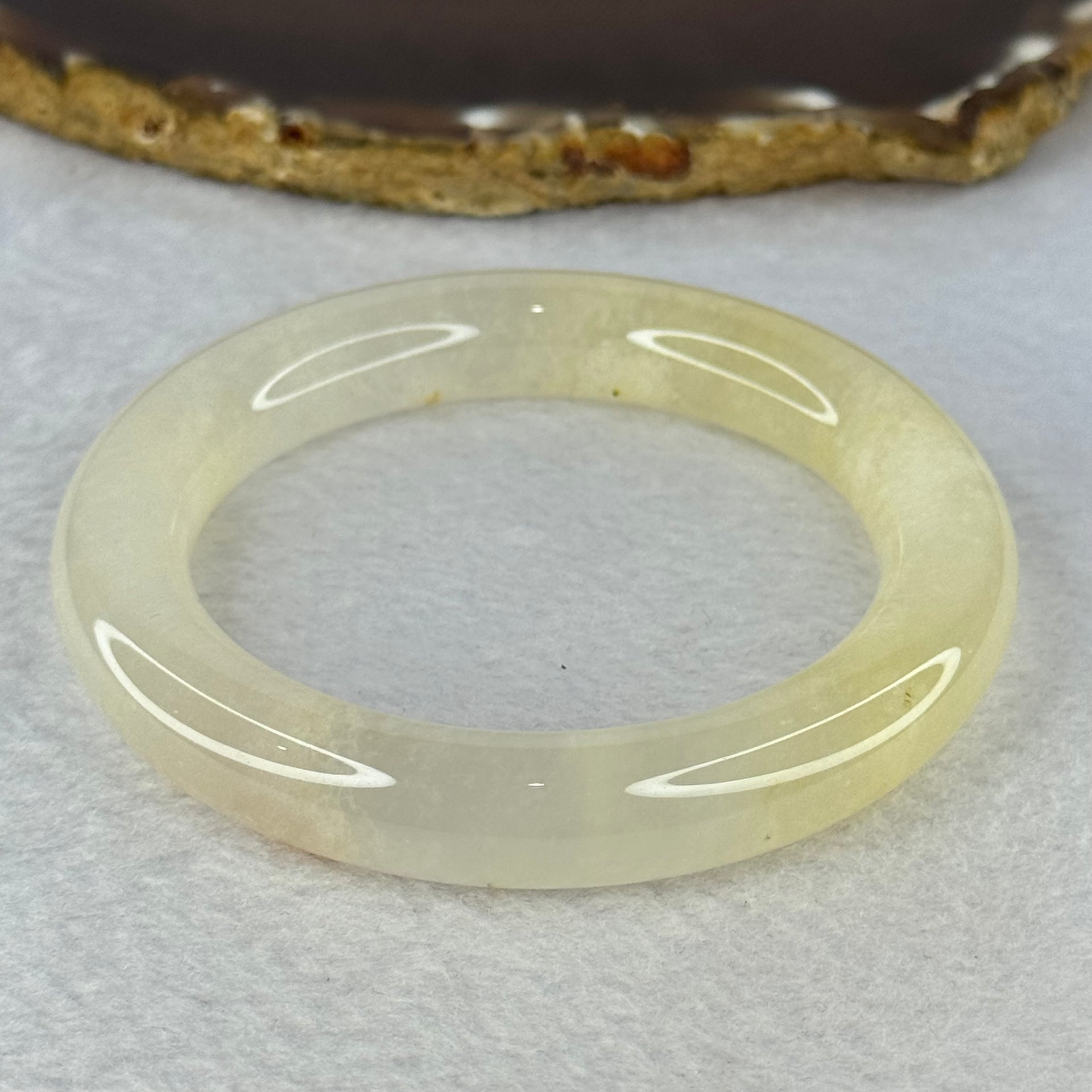 Transparent Yellow to White Quartzite Jade Bangle 天山玉手镯 Internal Diameter 56.9mm 60.55g 11.7 by 11.7mm - Huangs Jadeite and Jewelry Pte Ltd
