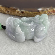 Natural Type A Light Lavender with Green Piao Hua Jadeite Pixiu Pendant 37.40g 42.3 by 25.0 by 16.0mm - Huangs Jadeite and Jewelry Pte Ltd