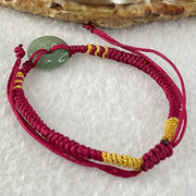 Type A Blueish Green Jadeite Ping An Kou Donut In String Bracelet 1.90g 12.5 by 3.8mm - Huangs Jadeite and Jewelry Pte Ltd