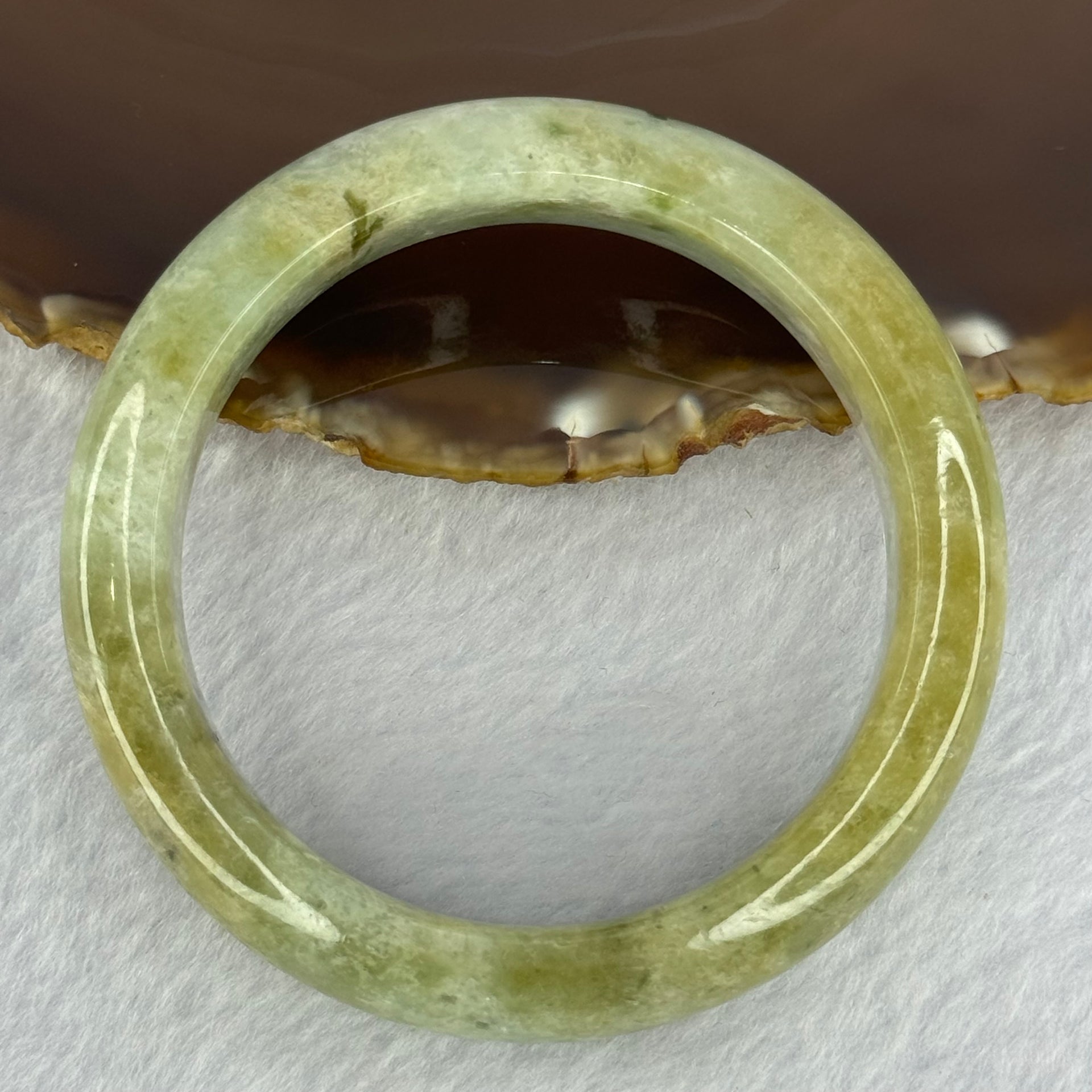 Type A Yellowish Green with Light Blueish Green Jadeite Bangle 67.97g Internal Diameter 54.1mm 14.3 by 9.0mm - Huangs Jadeite and Jewelry Pte Ltd