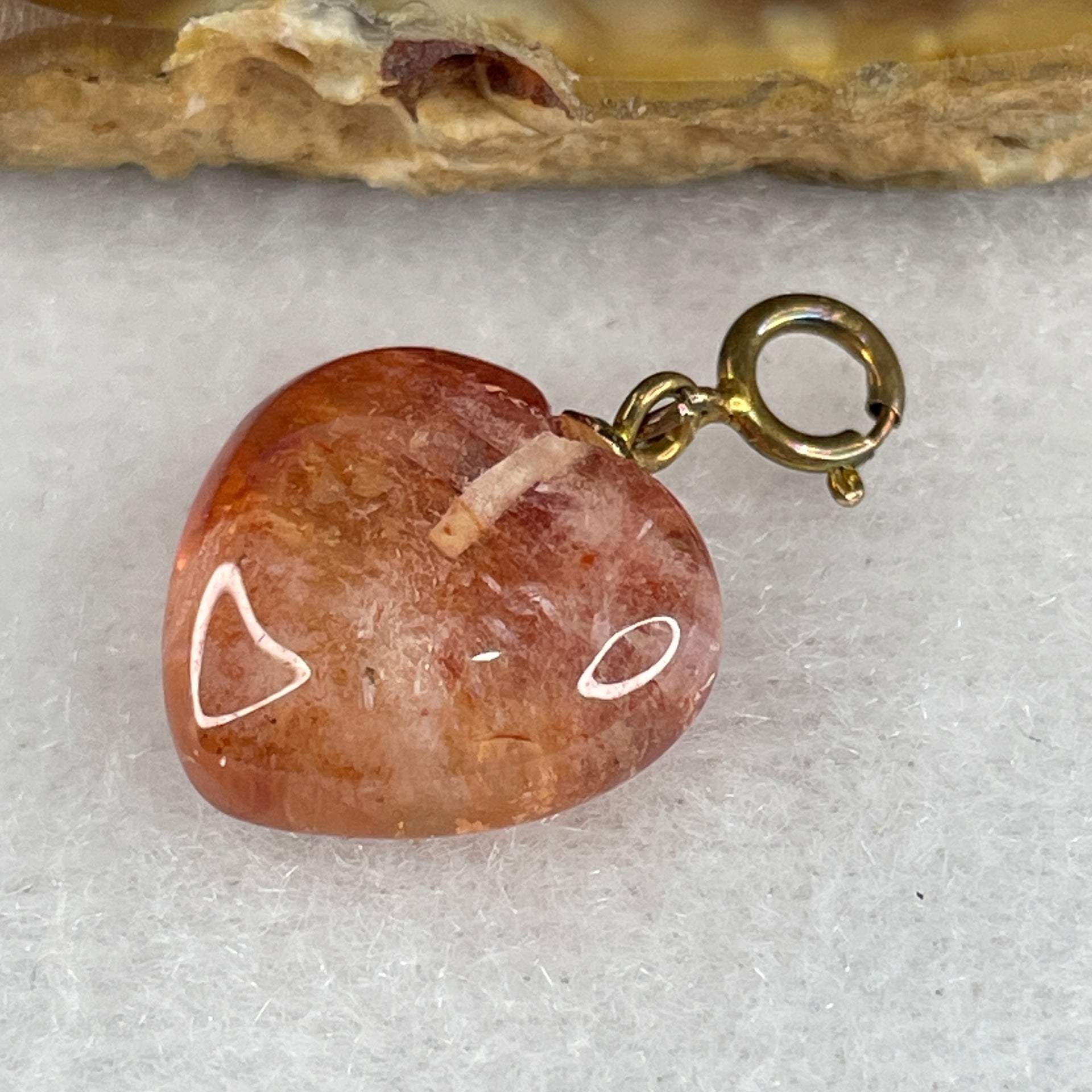 Natural Ferruginous Quartz Heart Shape Charm 1.88g 13.3 by 14.0 by 6.3mm - Huangs Jadeite and Jewelry Pte Ltd