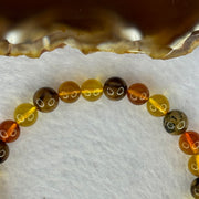 Natural Mixed Color Amber Beads Bracelet 天然琥珀手链 4.58g 15cm 7.0mm 26 Beads - Huangs Jadeite and Jewelry Pte Ltd
