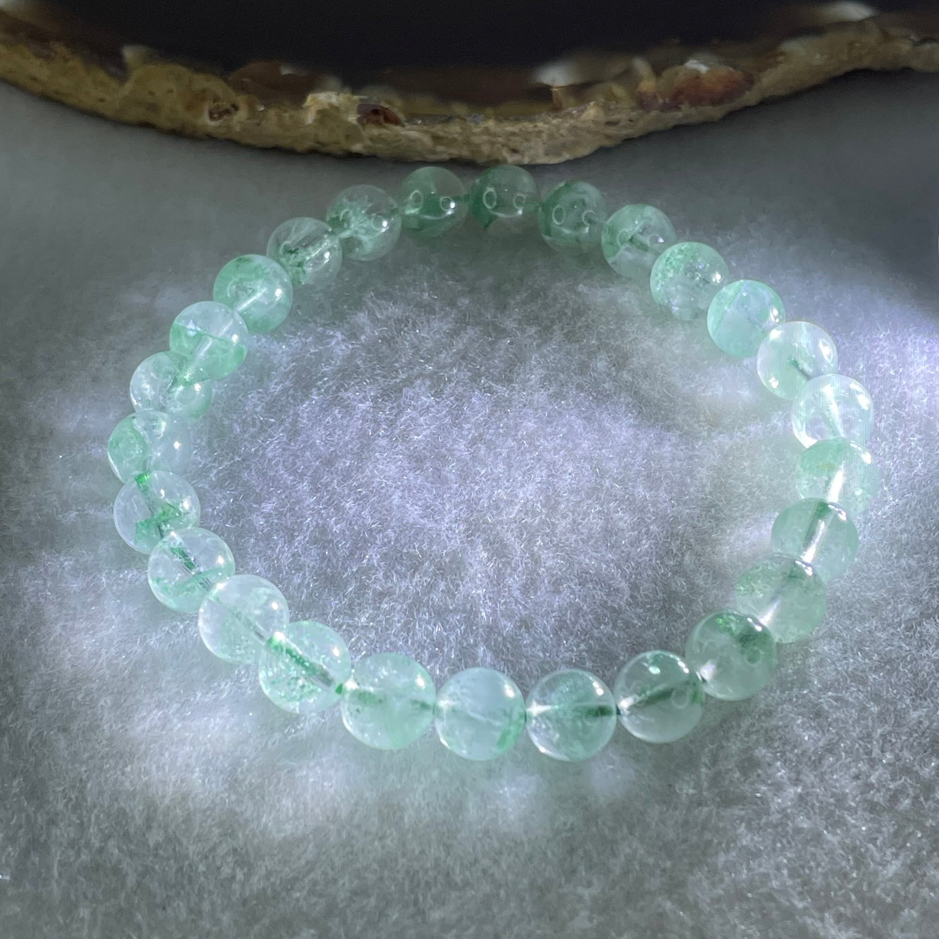 Special Grade Natural Green Phantom Quartz Bracelet 13.04g 16cm 7.3mm 26 Beads - Huangs Jadeite and Jewelry Pte Ltd