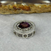 Natural Meteorite Powerful Energy Spinning Purple with Yellow Heart Charm in S925 Silver with Crystals For Necklace / Bracelet 2.89g 15.9 by 6.9mm - Huangs Jadeite and Jewelry Pte Ltd