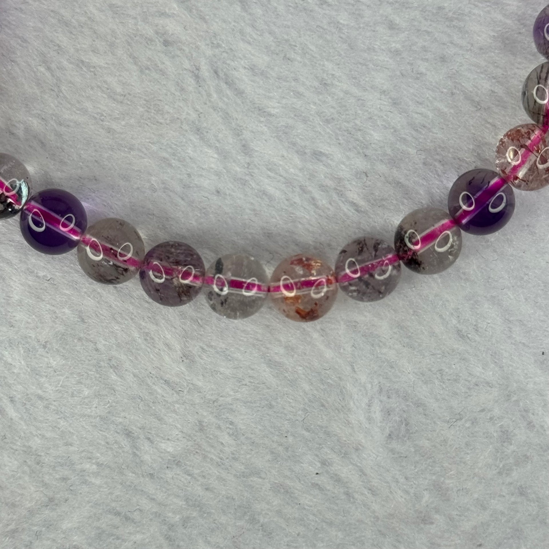 Above Average Grade Natural Super 7 Crystal Beads Bracelet 天然超级七水晶珠手链 11.25g 15cm 6.9mm 28 Beads - Huangs Jadeite and Jewelry Pte Ltd