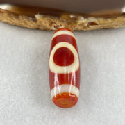 Natural Powerful Tibetan Old Oily Red White Agate One Eye Earth Element Dzi Bead Heavenly Master (Tian Zhu) 一眼土元素天珠 15.03g 37.7 by 13.4mm - Huangs Jadeite and Jewelry Pte Ltd