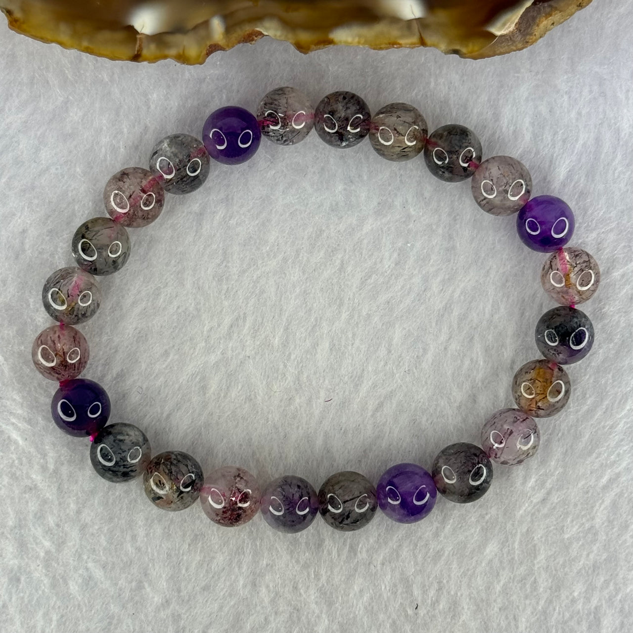 Natural Super 7 Beads Bracelet 15.09g 15cm 7.9mm 25 Beads - Huangs Jadeite and Jewelry Pte Ltd