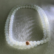 Type A White to Faint Blue Jadeite Beads Necklace 60.66g 66cm 7.0mm 98 Beads - Huangs Jadeite and Jewelry Pte Ltd