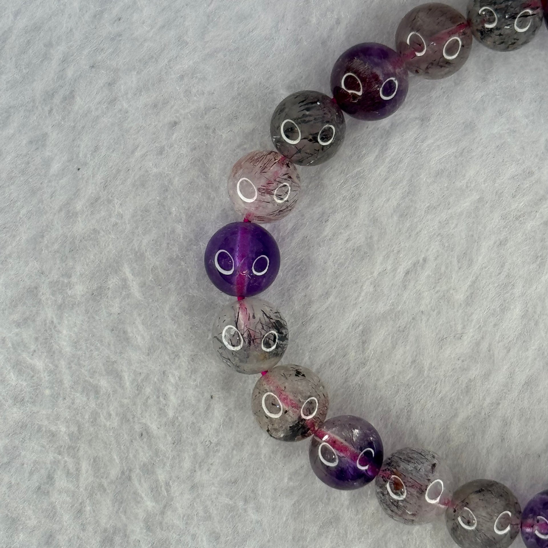 Natural Super 7 Beads Bracelet 17.50g 15.5cm 8.5mm 23 Beads - Huangs Jadeite and Jewelry Pte Ltd